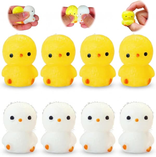 8 stk. håndlavede kyllinge- eller ande-Taba Squishy-legetøj, Mini Kawaii Squishies, søde kyllinge-stressbolde, sensorisk Taba Squishy-ande-klemmebold
