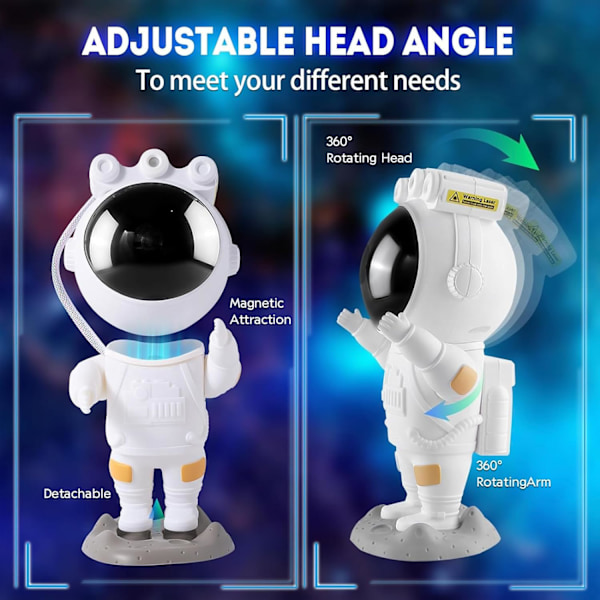 Astronaut Galaxy Stjerne Projektor Natlampe Fjernbetjening [Energiklasse F]