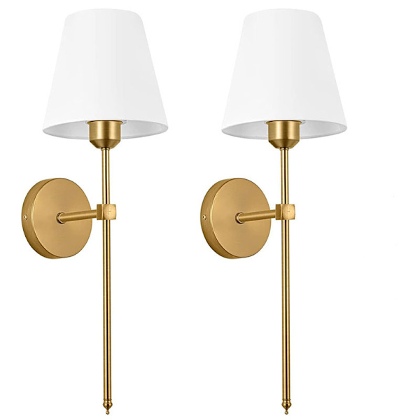 Vegglamper Sett 1 stk, med Fargetemperatur Dimbar Fjernkontroll, Ikke Kablet Vegglampe, for Soverom Gårdshus Nattbord (Gull)