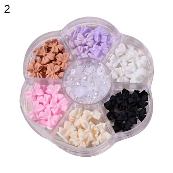 1 Ask 3D Rosett-Björnar Faux Pärlor För Naglar, DIY Hantverk Kreativa Nagelkonstdekorationer, Nya Designberlocker För Nagelkonst Halsband