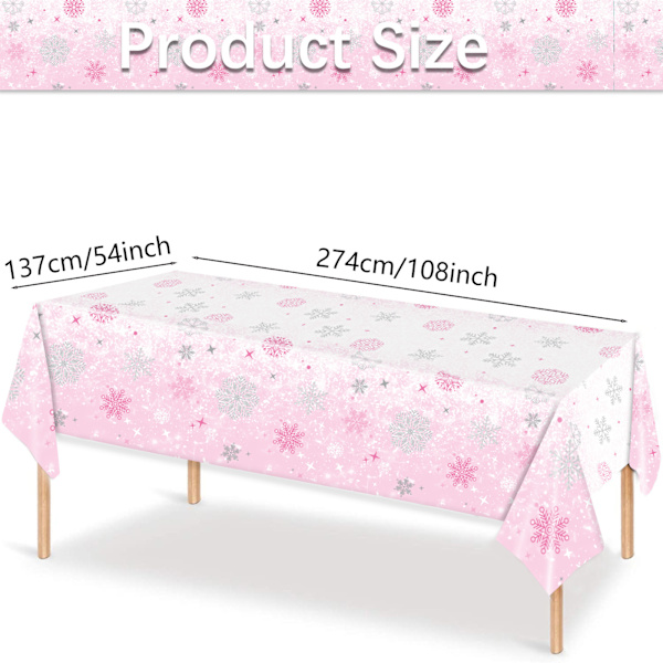 3 st. Vinter Snöflinga Plast Dukskydd, Blå och Lila Snöflinga Vinterland Engångs Dukskydd för Jul Vinter pink 3pc
