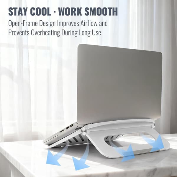 Søt justerbar laptopstativ - Sammenleggbart ventilert solid skrivebordsstativ, sklisikkert for MacBook hjemmekontor, morsom gave til kvinner White