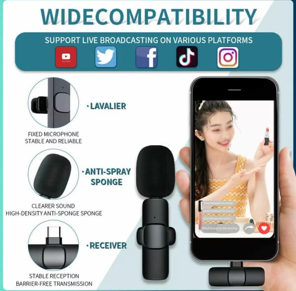Professionel trådløs minimikrofon til iPhone - Lavalier Bluetooth-mikrofon til videooptagelse, minimikrofon til indholdsskabere og podcasting