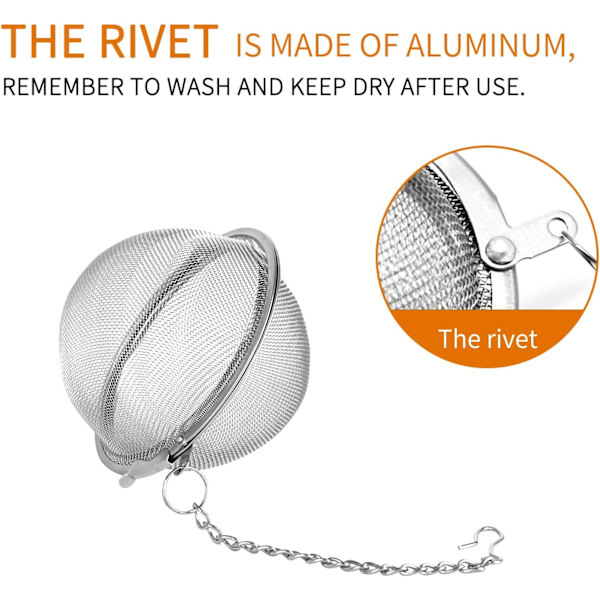 2 stk. te-kugler i rustfrit stålnet 6,9 cm te-si te-infusionssi filtre til te
