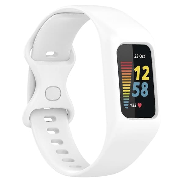 Integrert silikonrem for Fitbit Charge 6/5/4/3, klokkerem med etui 25-26s White