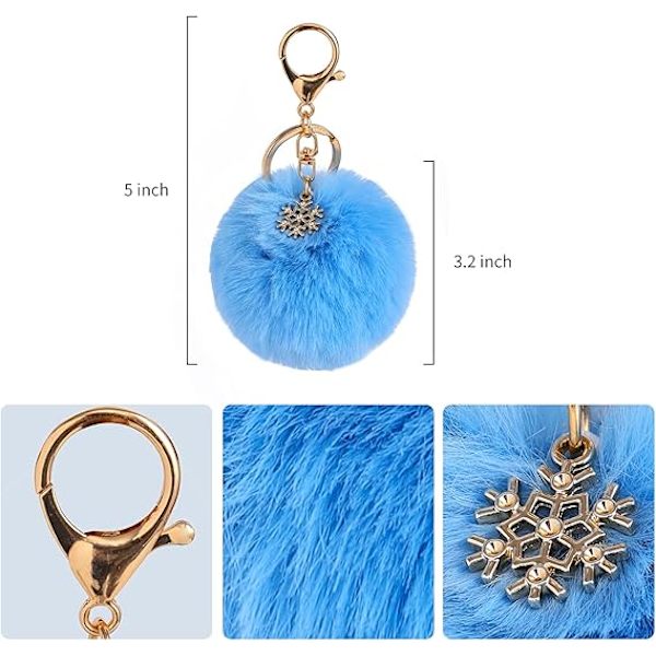 Pom Pom Nøglering Kunstig Pelsbold Nøglering Fluffy Tilbehør Bil Taske Charm Sort01