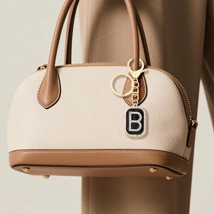 (A-M) B Sort Elegant Nøglering med Initialbogstav til Kvinder - Sød Charme til Håndtaske, Rygsæk & Bil. Gave til Søster, Bedste Veninder, Mor. B