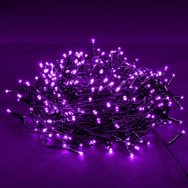 Lilla og oransje Halloween-lys. 33 fot 100 LED Plug In Vanntette Lyslenker med 8 moduser