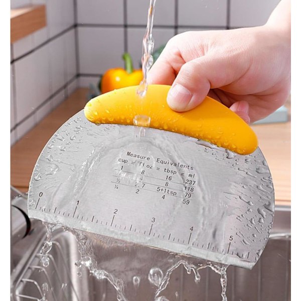 Multipurpose Pro Kraftig Rustfritt Stål Deig Kake Skrape Kutter Hakker Pizza Kutter med Måleskala