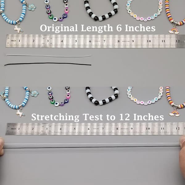 Elastisk tråd til armbånd, 2 ruller 1 mm robust strækbar elastiksnor til smykkefremstilling, halskæder, perlesnor sort og hvid Black and White