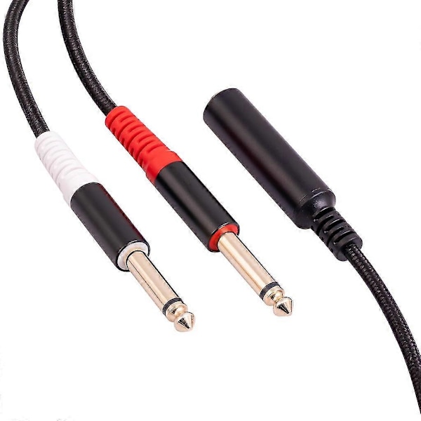 6,35 mm 1/4\" Stereo Hunn Til Dobbel 6,35 Hann Y-Splitter Adapterkabel 6,5 mm