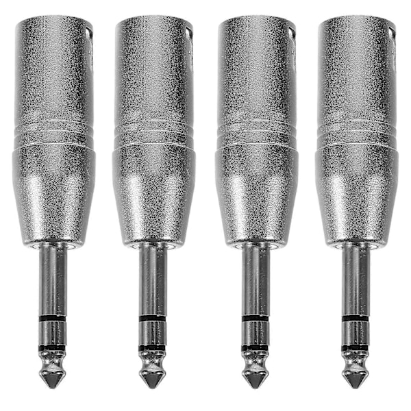 4 stk. XLR til 1/4 tomme adapter 1/4 til XLR kobling hann XLR til hann TRS konverter