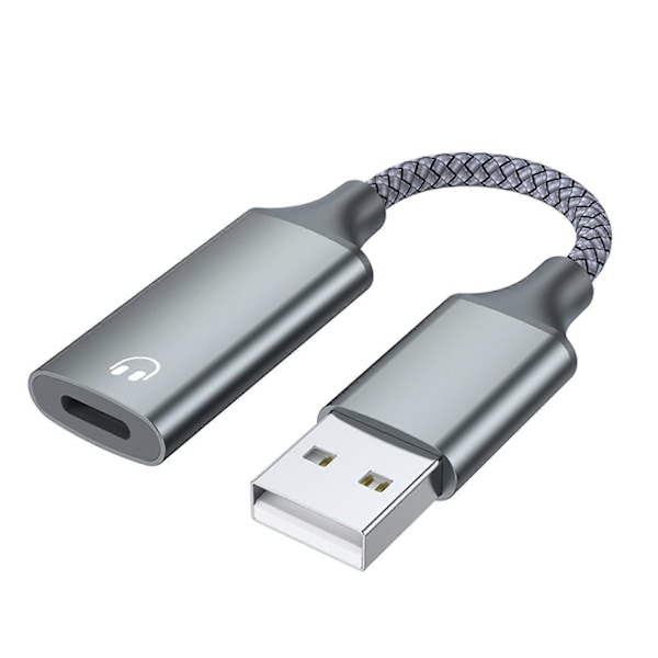 USB til 8-pinners iOS Hodetelefon Samtale Konverter Kabel Adapter Ledning for Datamaskin Laptop Grey