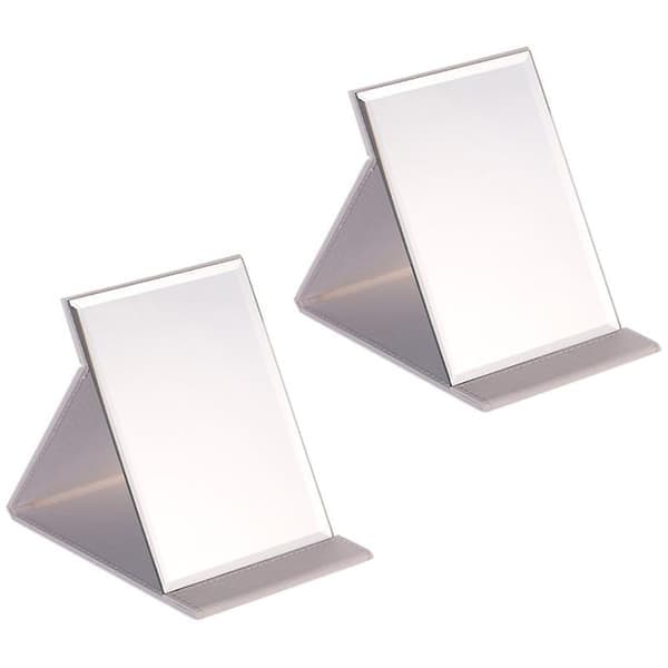 Vikbar resespegel, rektangulär, bärbar ficksspegel, 17*12,2 cm, 2 st, vit