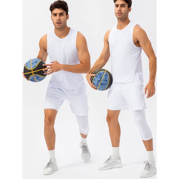 Män Enbens Leggings för Basket Sido Fickor Fitness Träning Enbens Strumpbyxor M