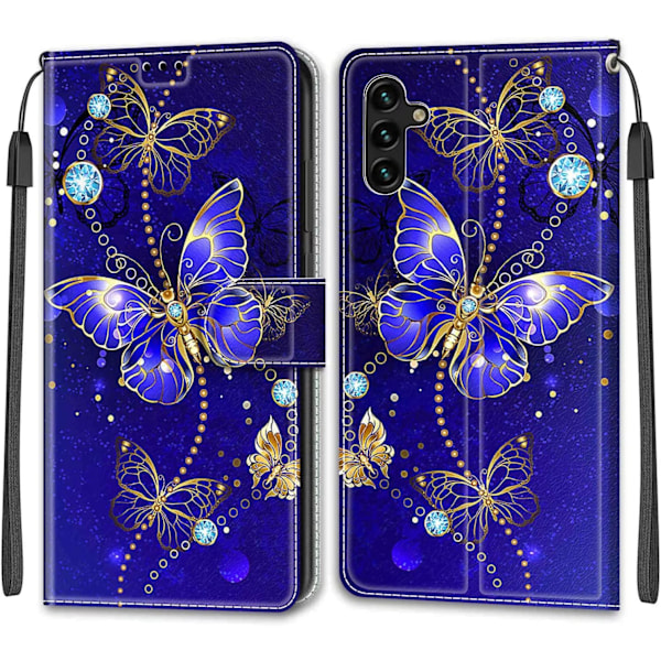 Samsung A13 Fodral Läder Silikon Stötsäker Stötfångare Stativ Fodral med Kortfack Telefonfodral För Samsung Galaxy A13 4G