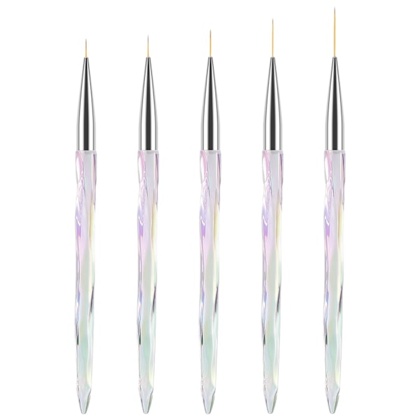 Nagelkonst Liner Penslar, Fin Linje Nagelpensel 7/9/11/15/20mm Tunna Detalj Precision Ritning Penslar för Gel Nagellack