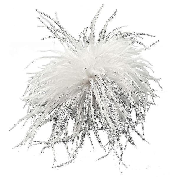Dekorativ fjerbroche - premium strudsefjer materiale White