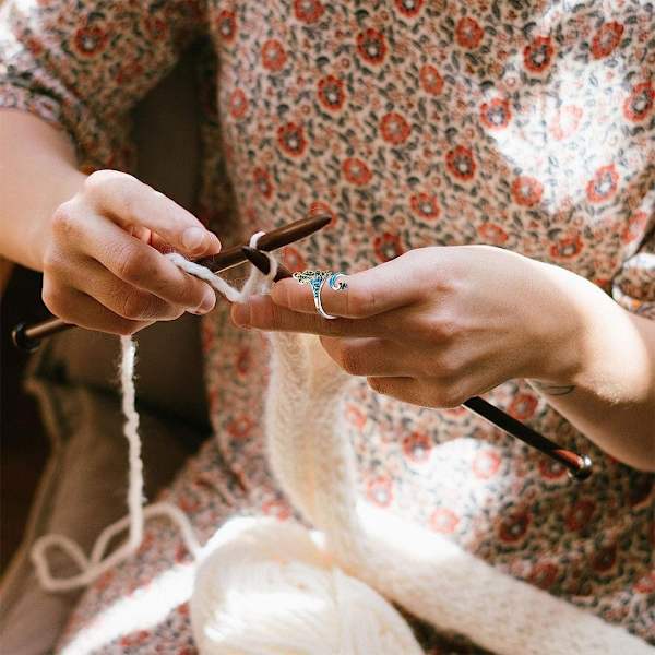 Virka ring, 2 st justerbara krokar, virköglor, justerbar virknål i metall, virkring, virktillbehör för DIY