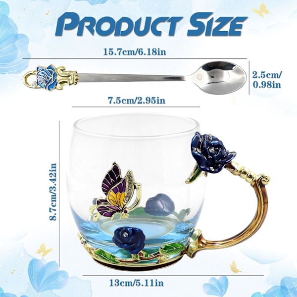 Qinhai Emalje Sommerfugl Blomst Tekopp 400ml Morsdagsgaver
