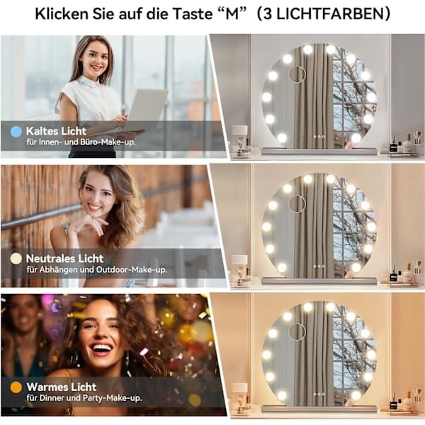 LED Spejllys Hollywood Stil Dæmpbart Make-up Lys 6500K Make-up Lys Make-up Spejllys til Make-up Spejl 12-pak Pærer