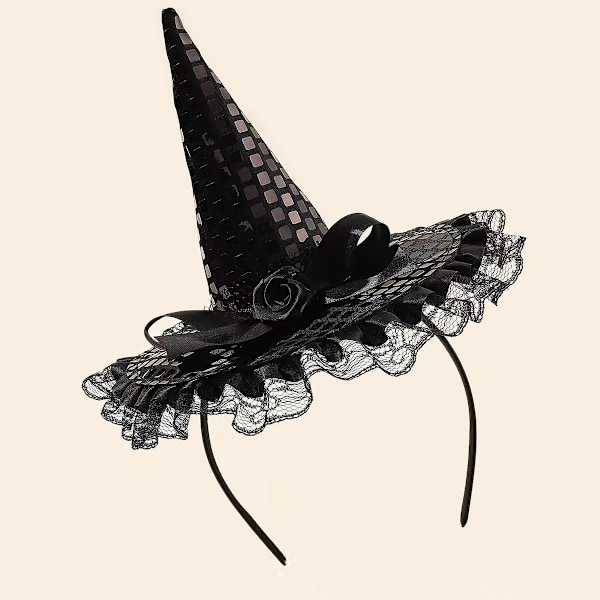 Spøgelse og græskar orange pailletter heksehat Halloween hårbøjle black