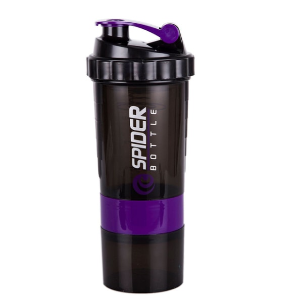 3-lagers Shaker-flaska Proteinpulverkopp Sport Fitness -flaska Purple