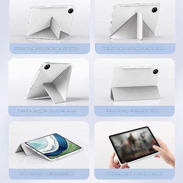 iPad Air 6/7 Fodral (2025/2024), iPad Air 6/7 11\" Fodral med Pennhållare, Klar Transparent Baksida Stötsäkert Ställ Tablet Fodral black Air6/7 generation-11 inches