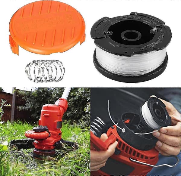 Erstatningsspole for Black+decker Af-100 gresstrimmer automatisk mating (6/8 spoler, 2 hetter, 2 fjærer) (8 stk) beste gave
