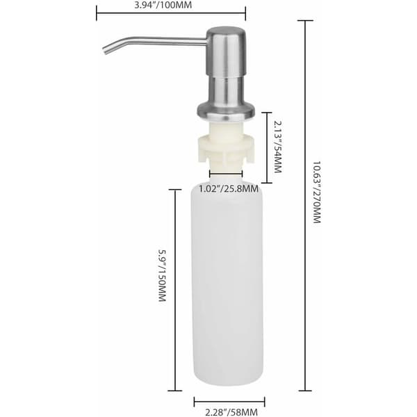 Indbygget flydende sæbedispenser med 350 ml flaske, skumsæbedispenser til vask, flydende opvaskemiddeldispenser til køkken
