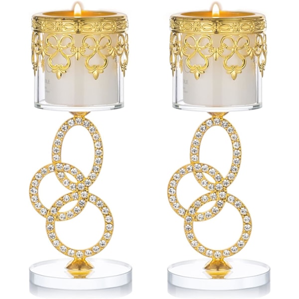Kristallpelare Ljusstake Set om 3, Klar Glas Ljusstake Dekoration för Matbord, Mantel, Spis, Silver