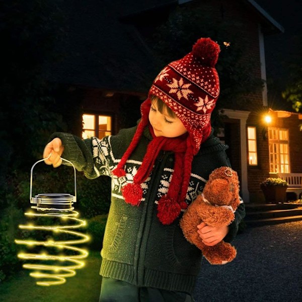 Solcelle Lanterne Udendørs Have, 4 Stykker 80 LED Solcelle Spiral Lys Metal Solcellelampe Hængende Solcelle Lanterne Vandtæt IP65 til Have, Terrasse