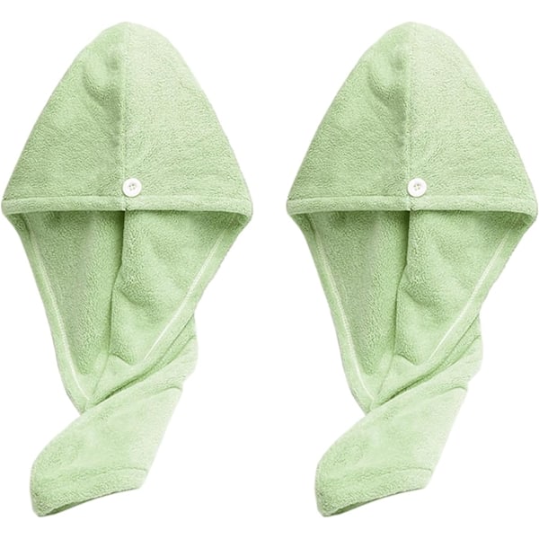 Mikrofiber Hårhåndklæde, Hårhåndklæde, Hårhætter med Knapper, Anti-frizz Mikrofiber Hårhåndklæde, Mikrofiber Hår Turban green