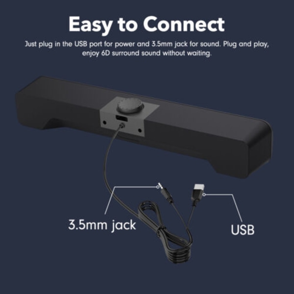 LED USB 3,5 mm trådbunden ljudbarriär datorstereohögtalare