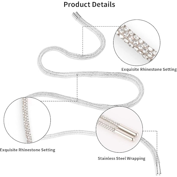 1 Pari Strassilenkkareita Vaihdettavat Glitter-Lenkkarit Timanttien Lenkkareilla Hat Rope Lenkkareille Kengän Tarvikkeet 120cm White