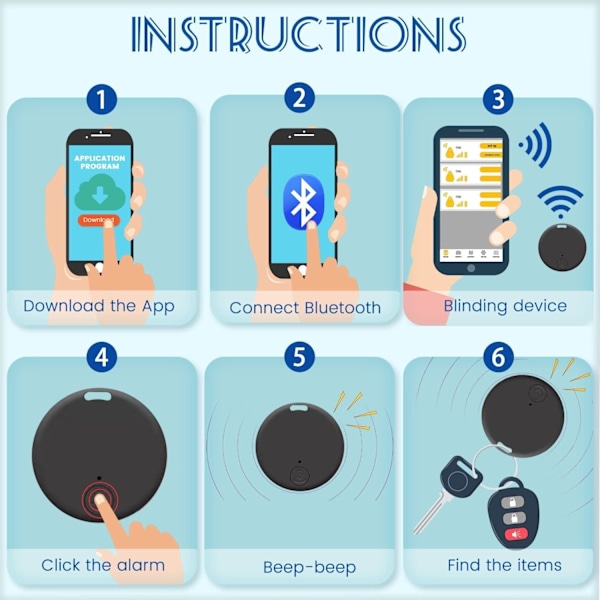 Mini Nyckelhittare, för Bagage/Plånböcker/Barn/Husdjur, Anti-Förlust Spårningsenheter Kompatibla med Android och iOS, 4-pack