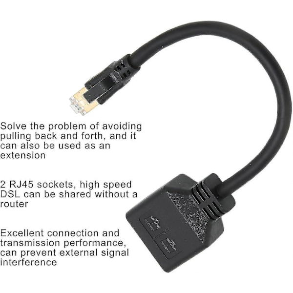 Rj45 Ethernet -sovitinkaapeli 1–2 portin jakaja Erinomainen yhteys Nopea DSL-kaapelimodeemi Ethernet-portit ilman reititintä Kullattu ydin Kestävä
