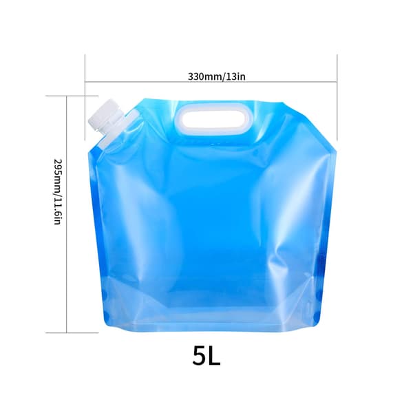Sett med 4 sammenleggbare 5L vannflasker til bil, ideelt for sport og camping (blå)