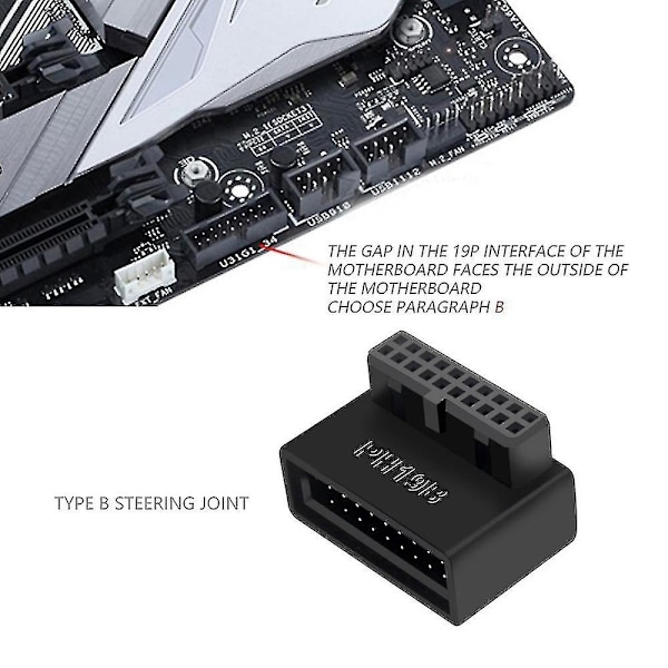 Ph19a Usb 3.0 Internt Header Usb3.0 19/20p Socket 90 Graders Adapter Konverter Til Computer Motherb