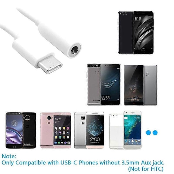 2 stk. Type C USB-C Hann til 3,5 mm Hunn Hodetelefonkontakt Aux Lydadapterkabler JIKAIX