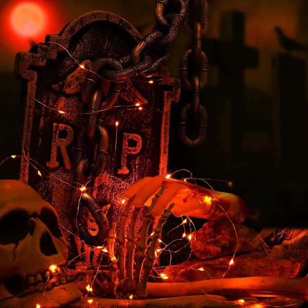 Syksyn koristevalot, 12/8 kpl 2 m 20 LED syksyn valosarja Halloween sisäkäyttöön, välkkyvät tähtivalot paristokäyttöiset mikrohopealankaiset valot Orange