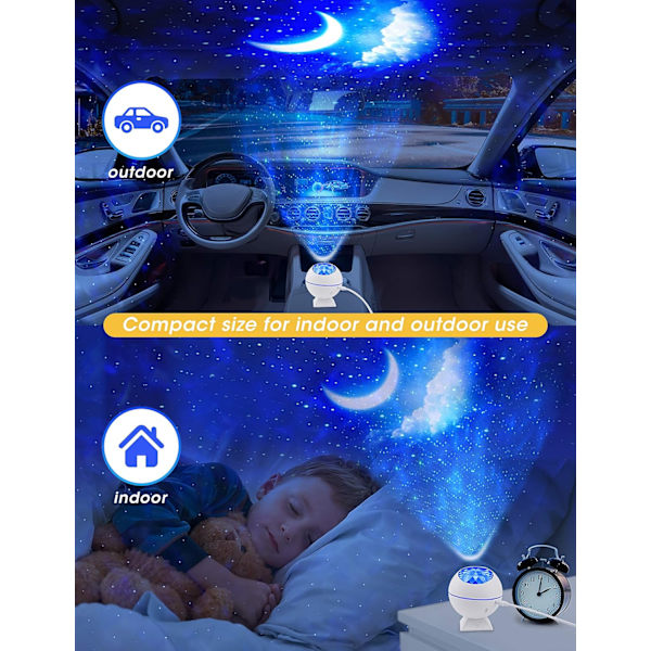 Mini LED Tähtiprojektori Yövalo, 120° Kääntyvä Kaukosäätimellä Ohjattava Galaksivalaistusefektit Pilvilamppu Loistava Lahja Lapsille (Mini Valkoinen)
