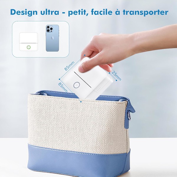 Itseliimautuva tarratulostin, mustavalkoinen Bluetooth-lämpötulostin, minitulostin 5 itseliimautuvalla tarralla