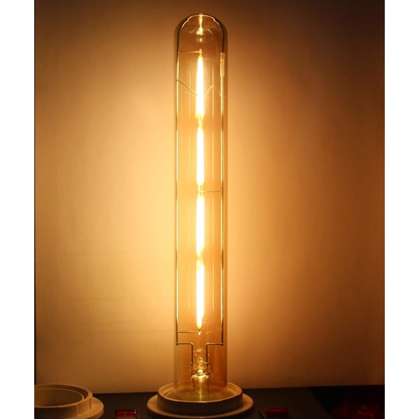 6-pack, E27-sockel Retro Edison LED-glödlampa, T30 4W Rökfärgat Glas Långt Rör LED-lampa, 2700k
