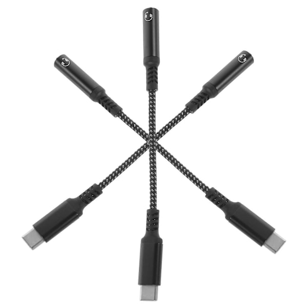 3st Mobiltelefon Adapterkablar Typ-C Till 3.5mm Jack Kabel Hörlursuttag Adapterkablar black