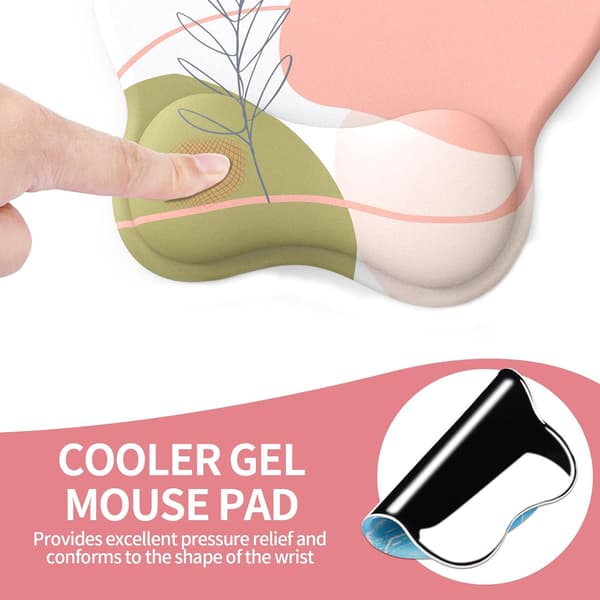 Musematte med håndleddsstøtte, Ergonomisk gelmusematte, Musehåndleddsstøtte med sklisikker PU-base (rosa)