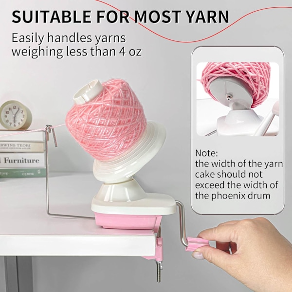 Garnvindare, Garnbollvindare, Enkel att Installera och Effektiv Garnkaka Vindare Gör Snygga Garnkakor, Stabil ABS Garnvindare för Virkning Rosa