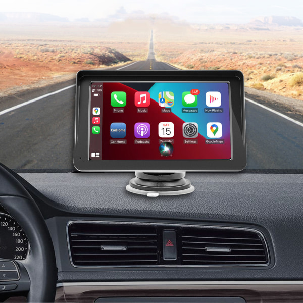 Bilradio Bärbar Trådlös Apple CarPlay och Android Auto