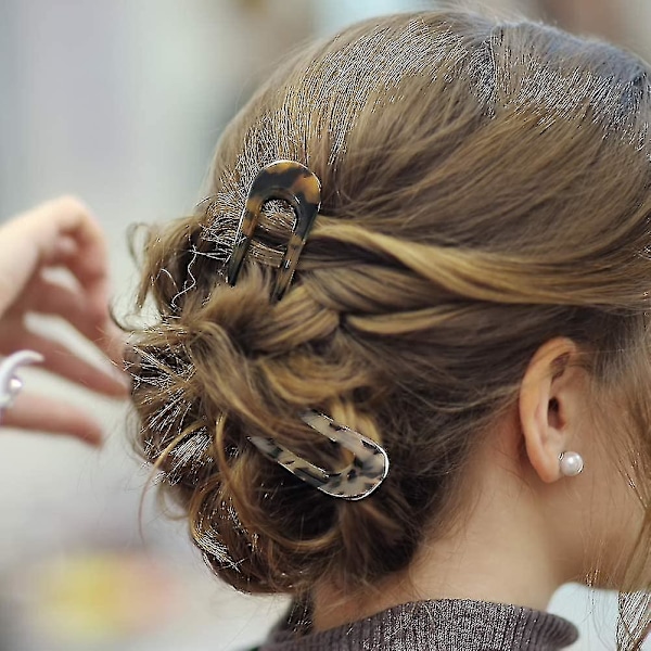 2 kpl Ranskalainen Selluloosa-asetaatti Kilpikonna U-muotoiset Hiustikut Hiustikut 2-piikkinen setti Chignon-neula naisille