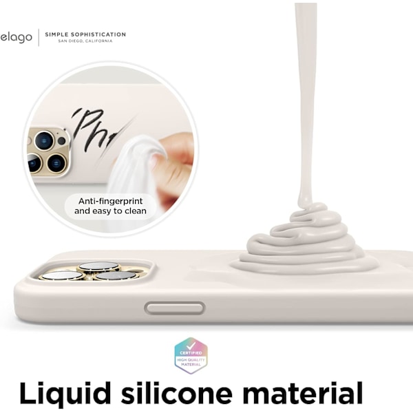 Flytende silikondeksel kompatibelt med iPhone 13 Pro (6.1\"), Premium silikon, Full kroppsbeskyttelse (Stein)
